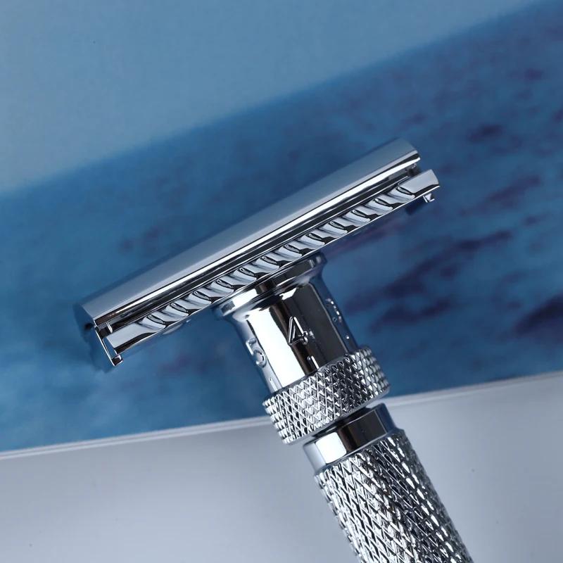 Yaqi – rasoir de sécurité pour hommes, ajustable, coupe finale, couleur chromée