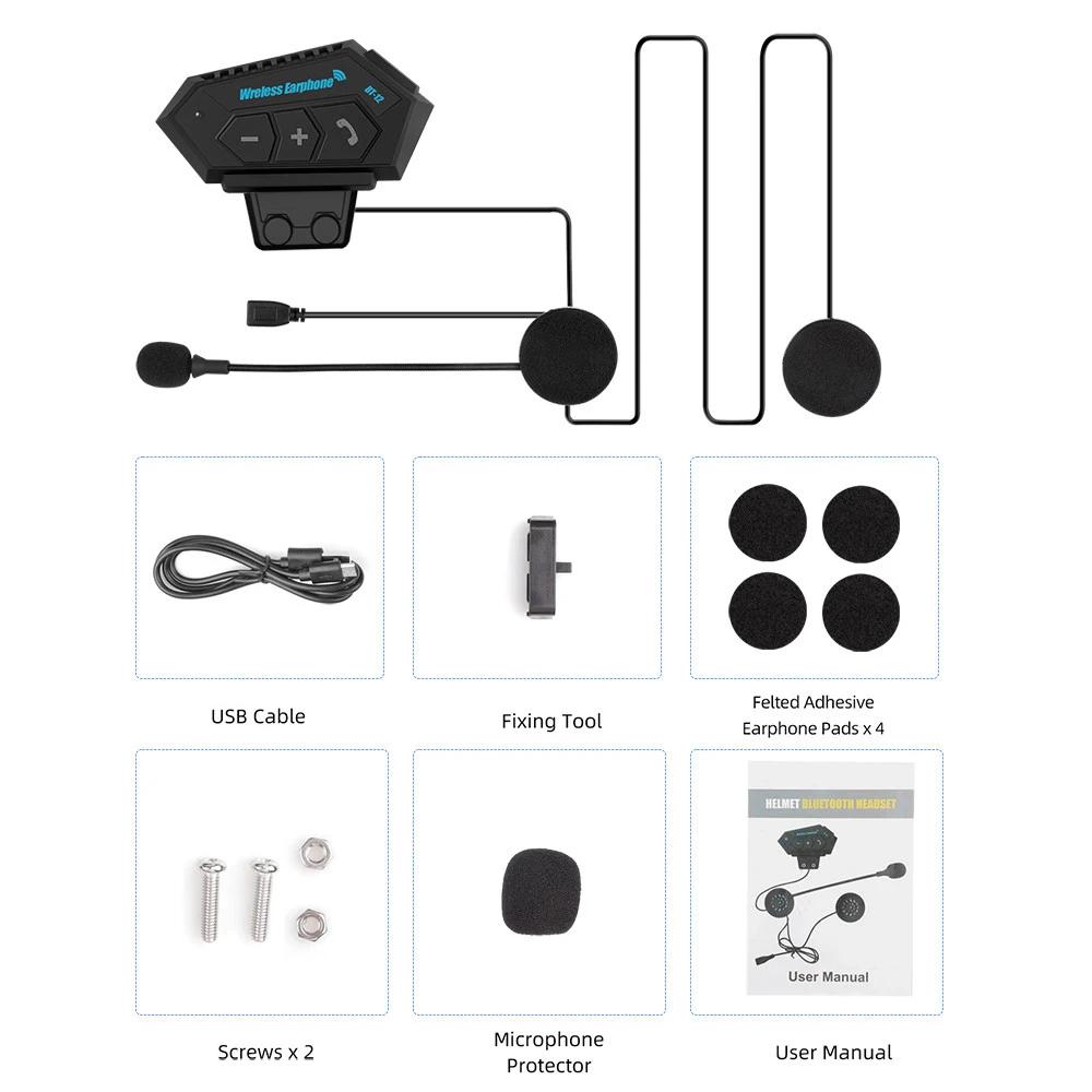 Casque de moto BT, Kit d'appel mains libres sans fil, stéréo, Anti-interférence, étanche, lecteur de
