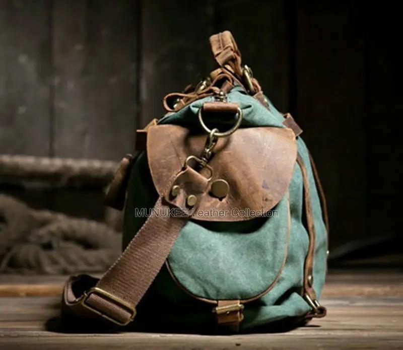 Sac à bandoulière rétro unisexe en toile et cuir véritable pour hommes et femmes, sac à bandoulière