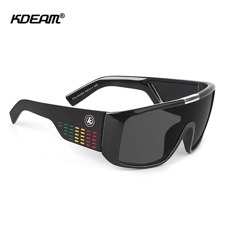 KDEAM-Lunettes de soleil polarisées de grande taille pour homme, cadre une pièce avec étui de protec