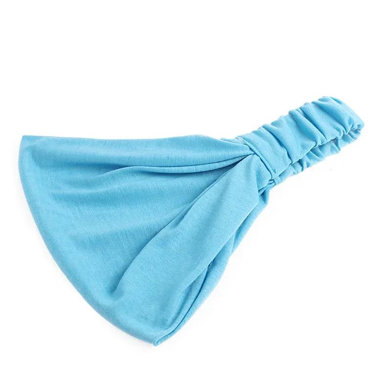 Nouveau été femmes solide coton bandeau élastique large doux filles sport Yoga noué bandeau course b