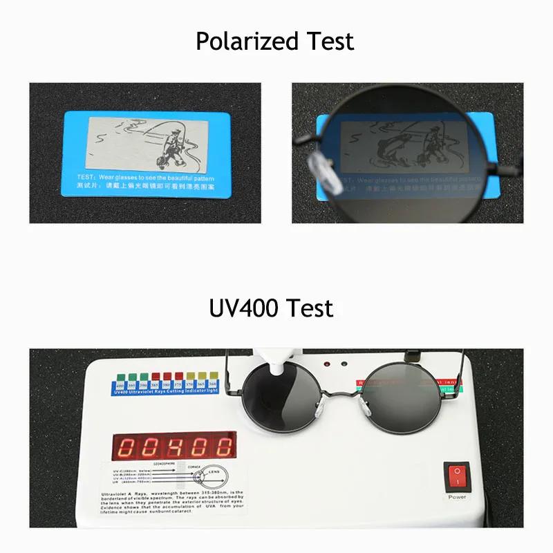 Lunettes de soleil polarisées rondes rétro Vintage pour hommes et femmes, monture métallique en alli