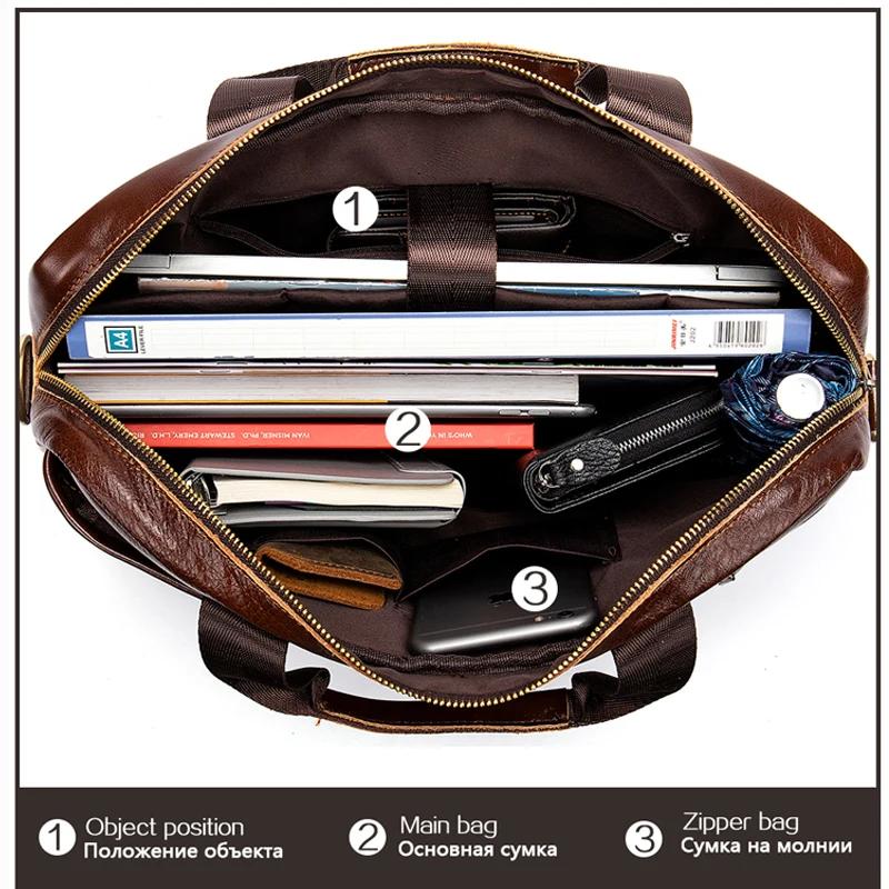 WESTAL – sac en cuir véritable pour hommes, sacoche pour ordinateur portable, mallette pour Document