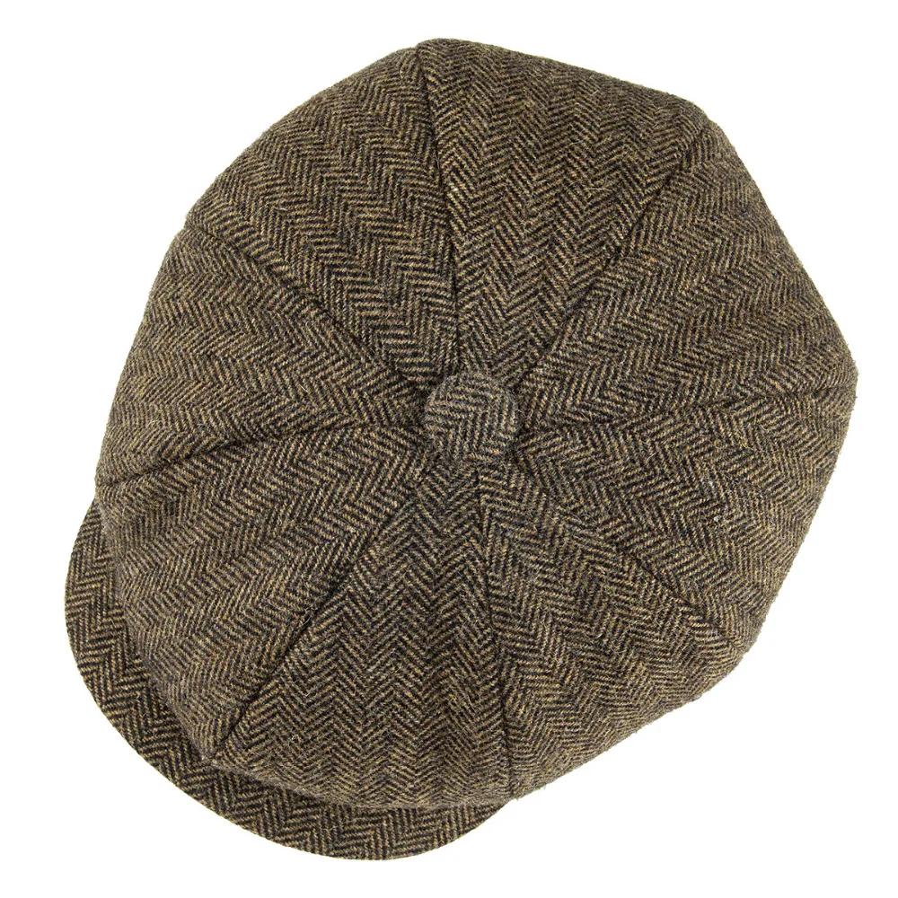 BOTVELA laine Tweed casquette gavroche à chevrons hommes britannique Gatsby rétro chapeau pilote cas