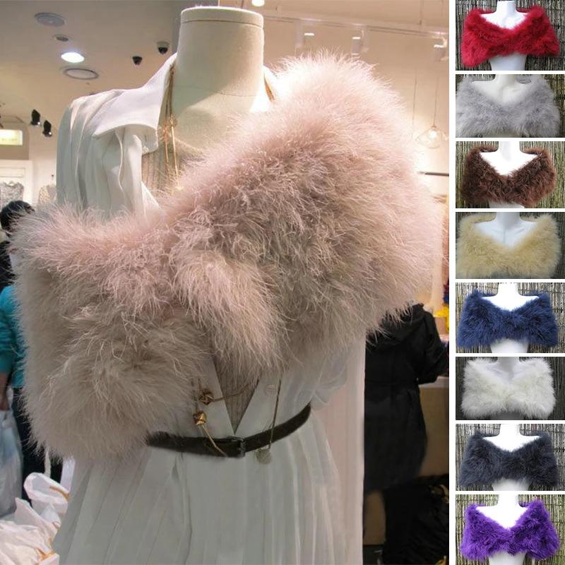 Luxueux autruche blanc plume Wrap mariée fourrure veste mariage haussement d'épaules manteau mariée