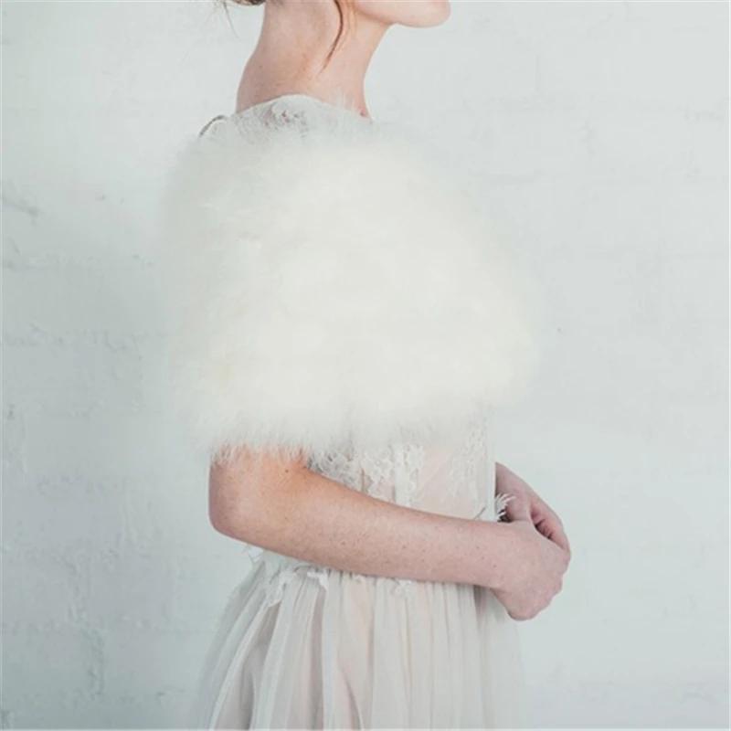 Luxueux autruche blanc plume Wrap mariée fourrure veste mariage haussement d'épaules manteau mariée