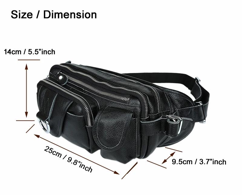 Sac de taille en cuir véritable pour homme, accessoire à la mode, 2017