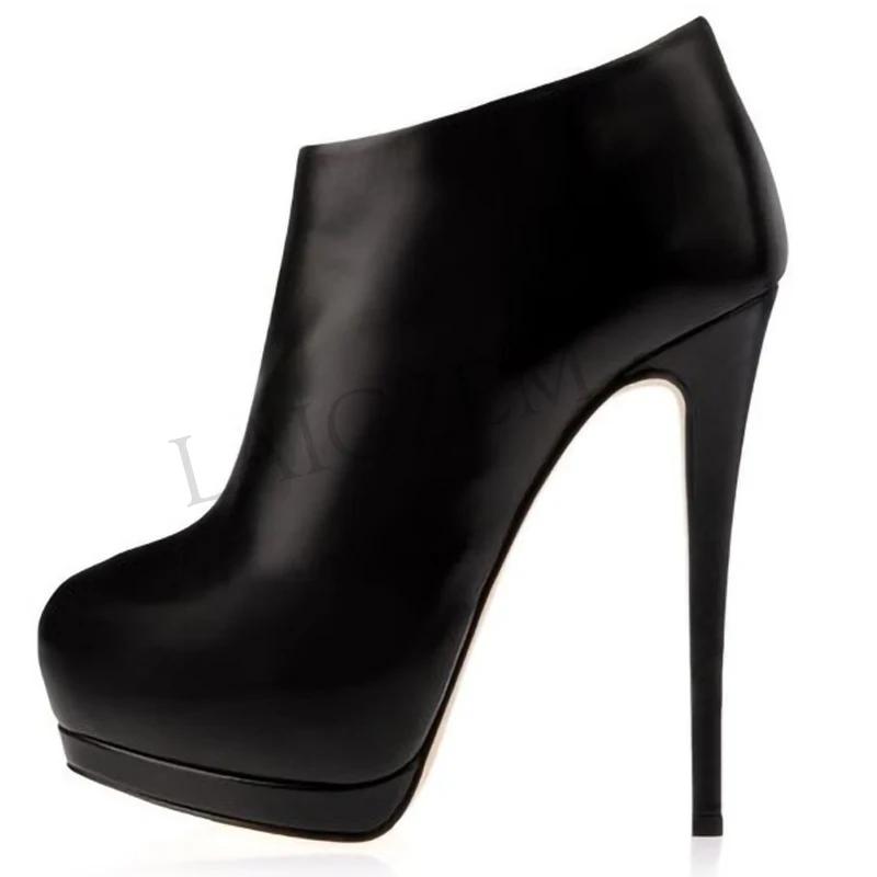 LAIGZEM-Bottes Noires Fermées à Plateforme et Talon Aiguille, Chaussures à la Mode Personnalisées po