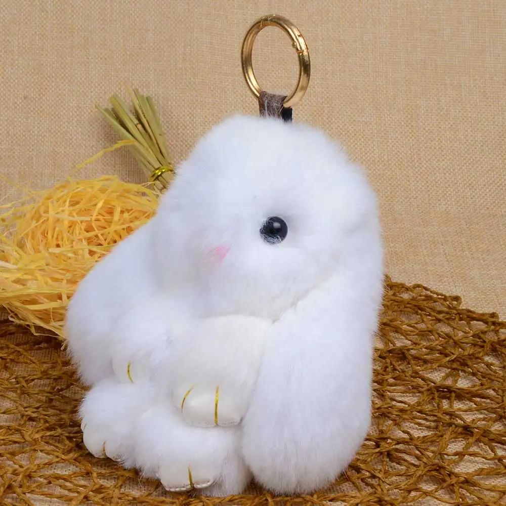 LFPU véritable lapin pendentif porte-clés réel Rex lapin forme fourrure porte-clés moelleux sac voit