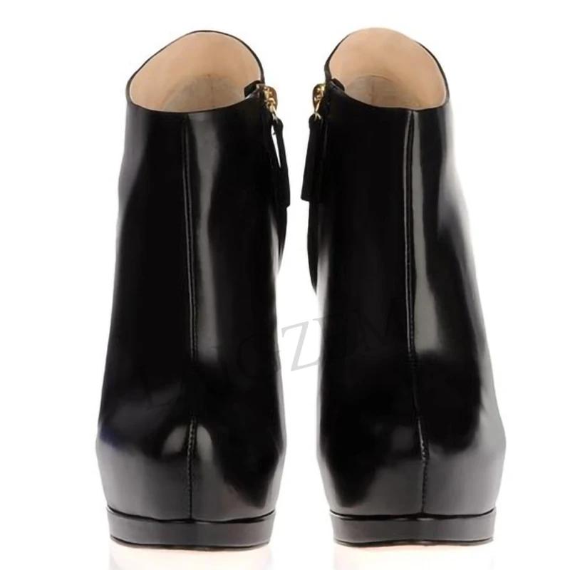 LAIGZEM-Bottes Noires Fermées à Plateforme et Talon Aiguille, Chaussures à la Mode Personnalisées po