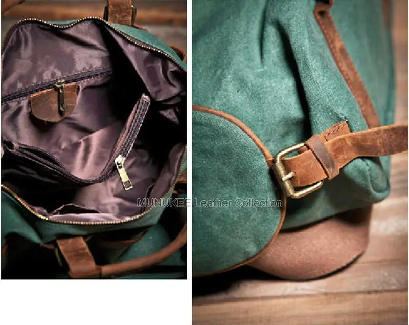 Sac à bandoulière rétro unisexe en toile et cuir véritable pour hommes et femmes, sac à bandoulière