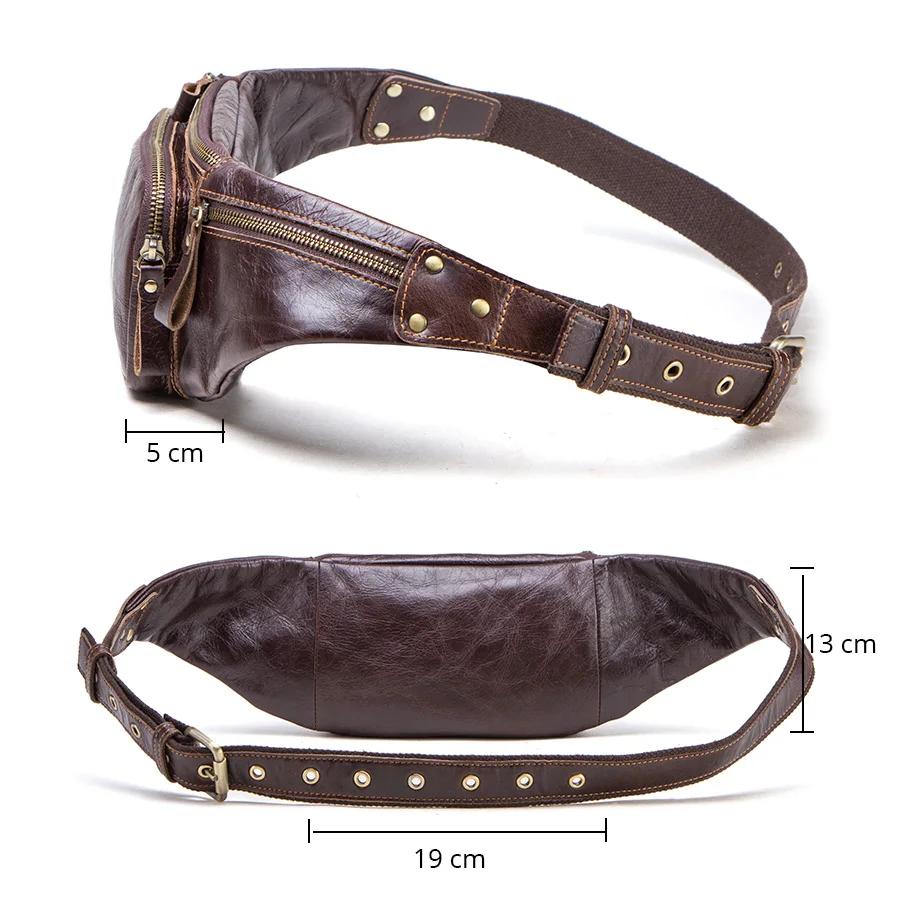 Sac banane en cuir de vachette CONTACT'S pour homme, nouveau sac de taille décontracté, petit sac ba