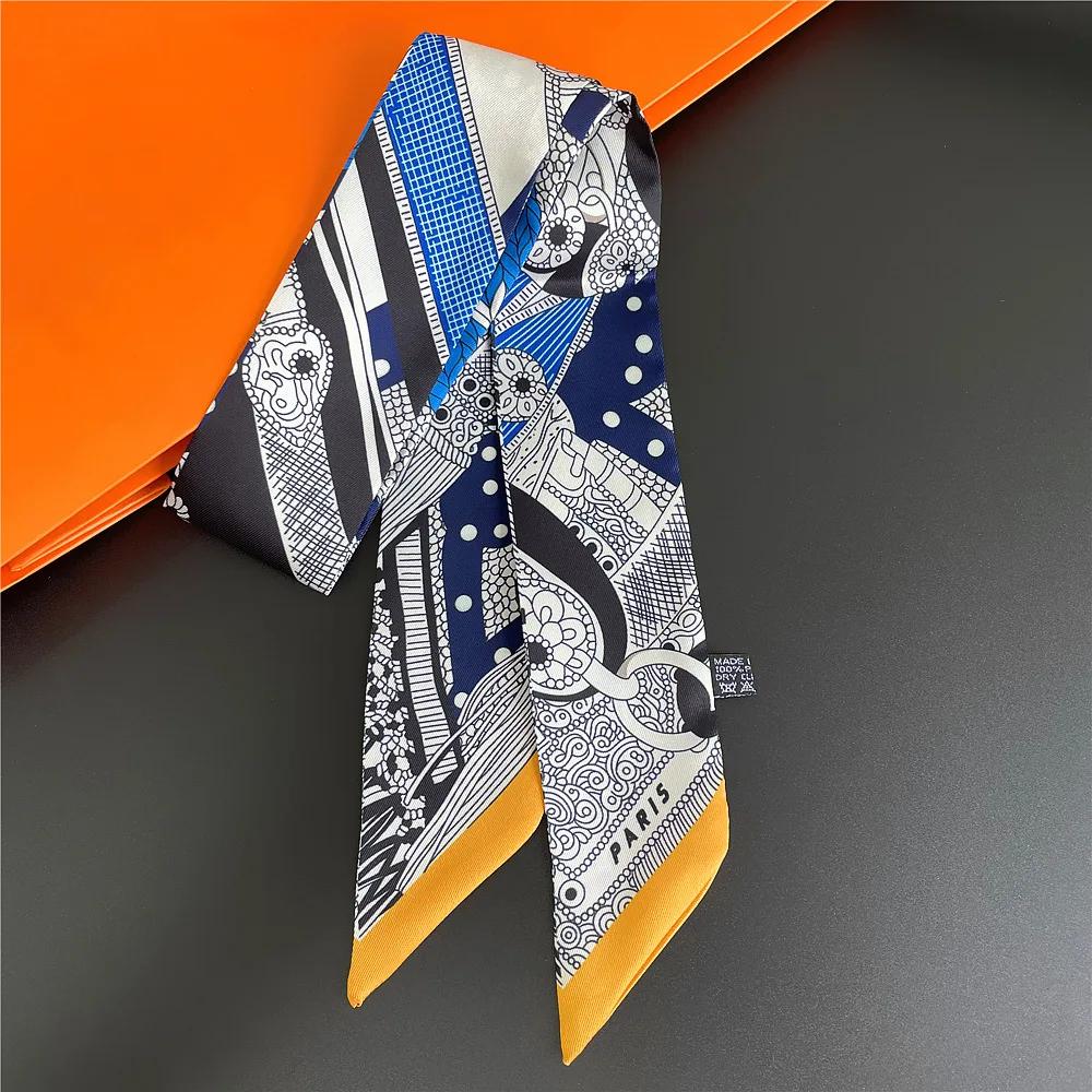 Magnifique Foulard d'été imprimé selle, Design de marque pour femmes, sac slim, bandeau pour cheveux