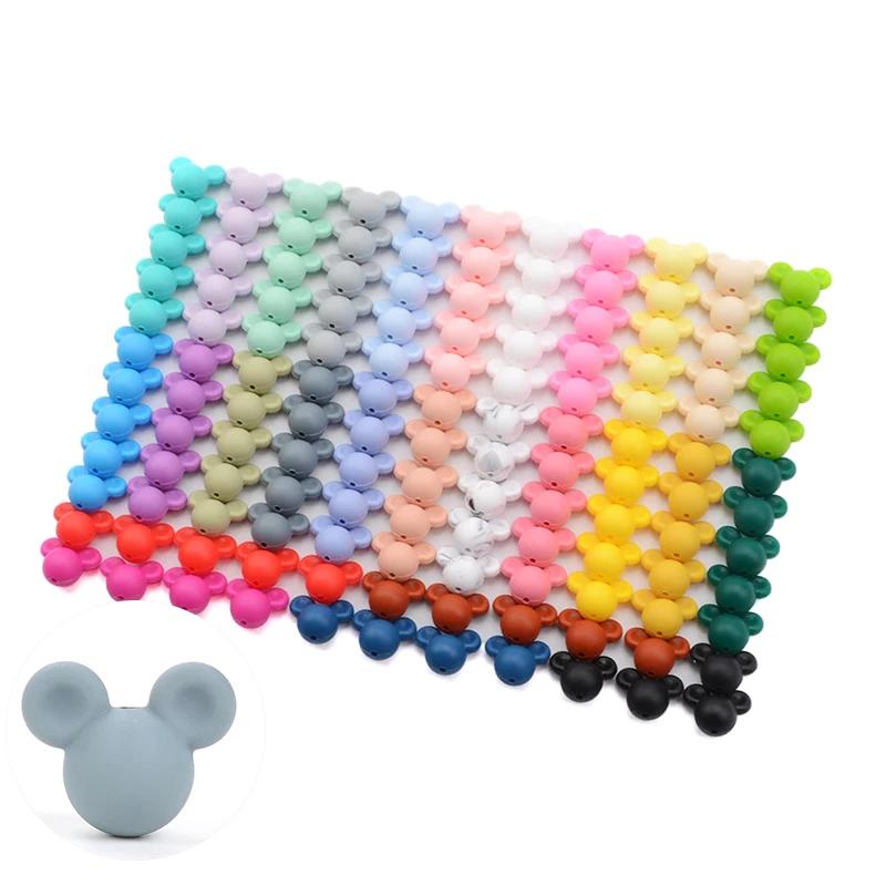 LOFCA 10 pièces/lot souris perles de Silicone bébé anneau de dentition jouet doux à mâcher dentition