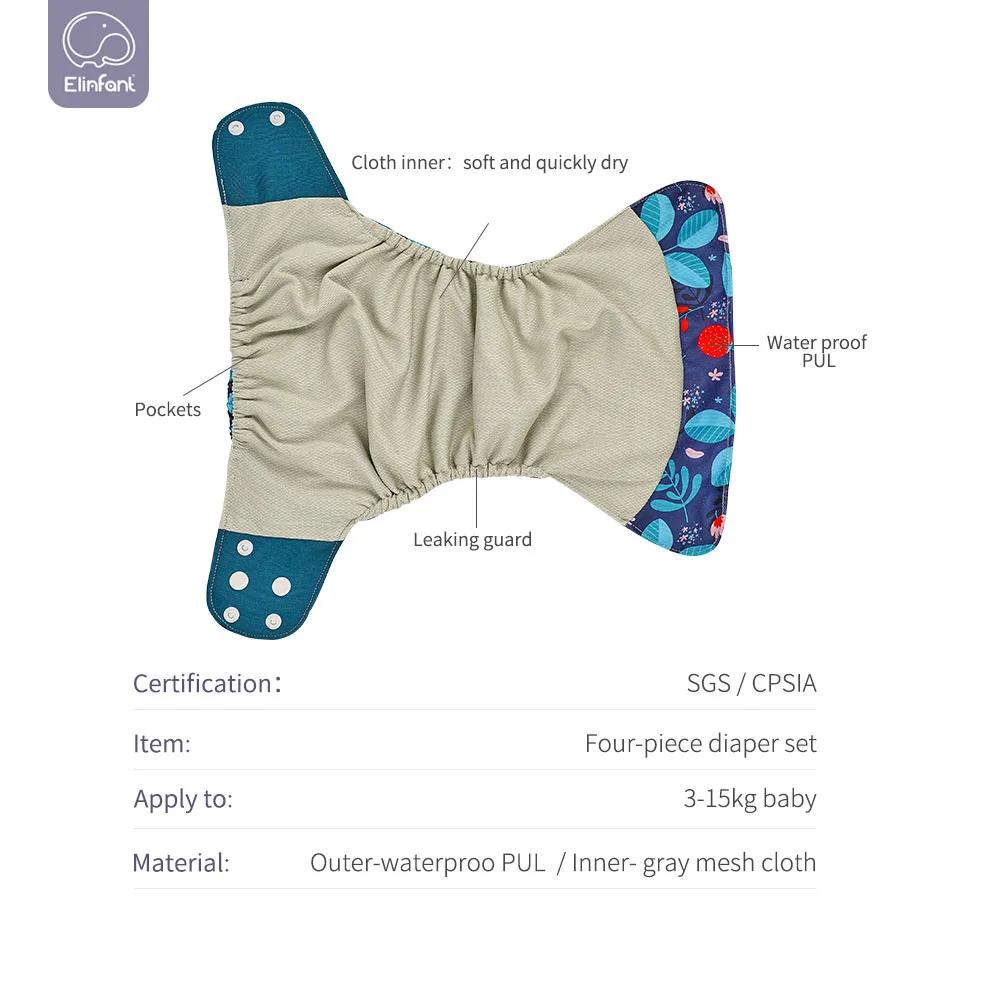 Elinfant ensemble de couches en tissu bébé 8 pièces/ensemble couches de poche taille unique ou avec