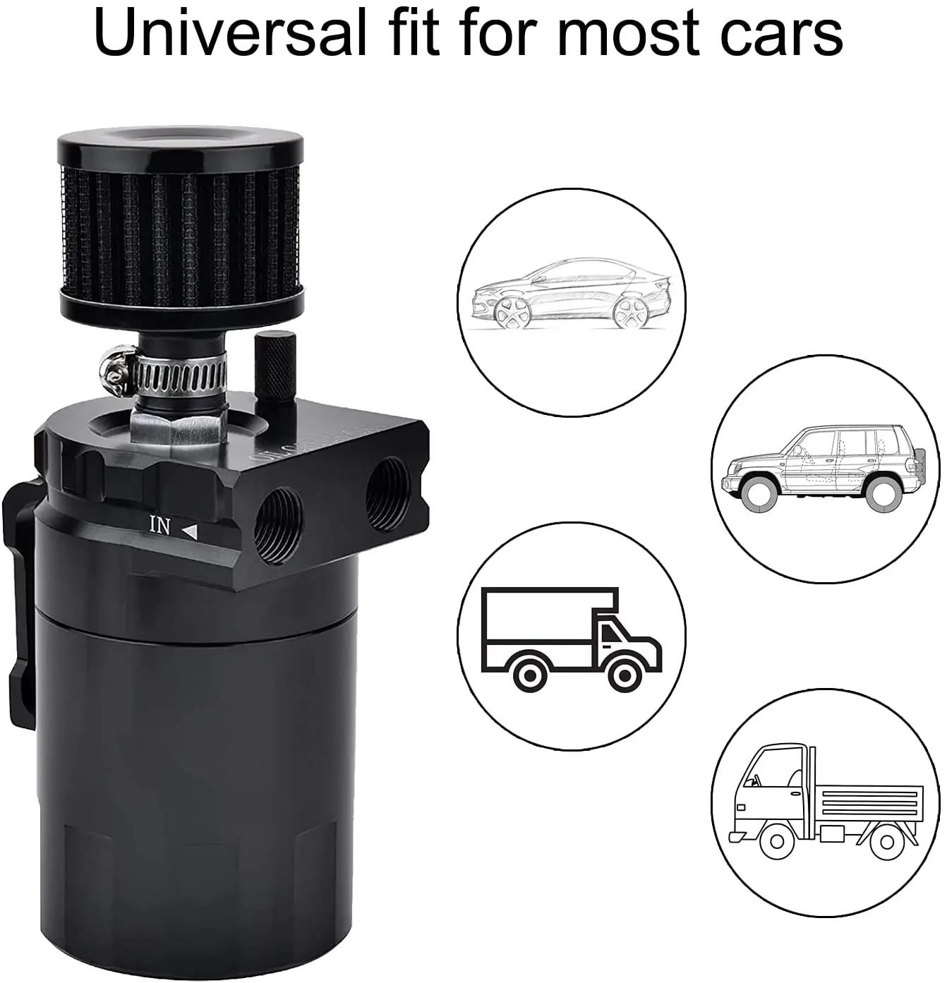 Réservoir de récupération d'huile à déflecteur de voiture, avec filtre à Air, raccords en aluminium,