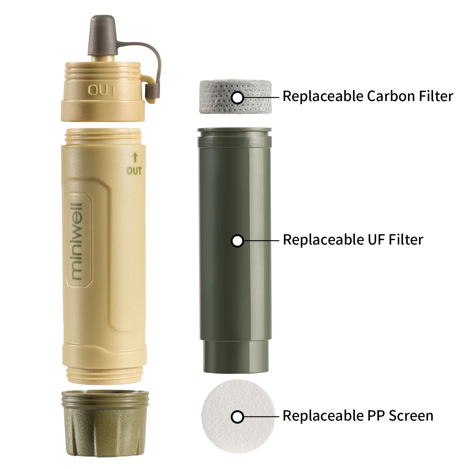 Miniwell - Filtration d'eau portable de survie en plein air pour le camping, la randonnée, l'escalad
