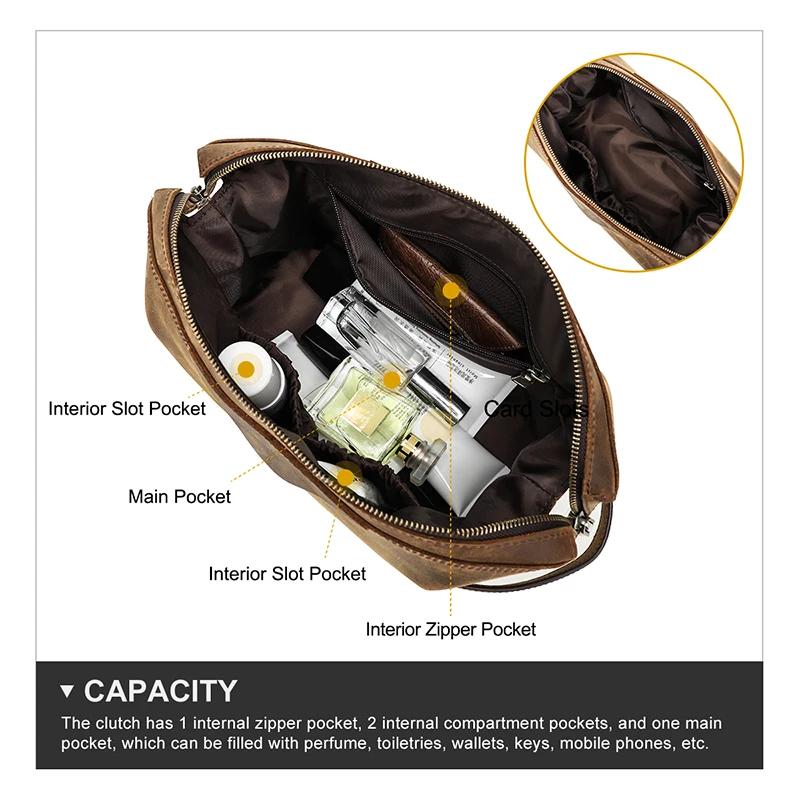 CONTACT'S – sac à cosmétiques suspendu pour hommes, pochette de rangement de voyage en cuir de cheva