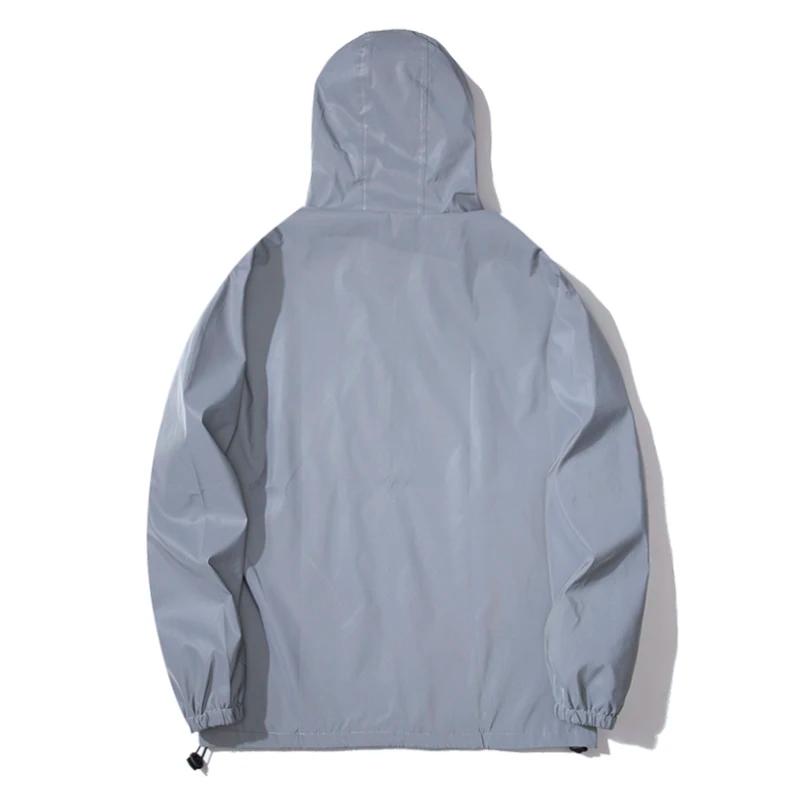 Vestes réfléchissantes de nuit pour hommes, coupe-vent en Double tissu, à capuche, Hip Hop, danseuse