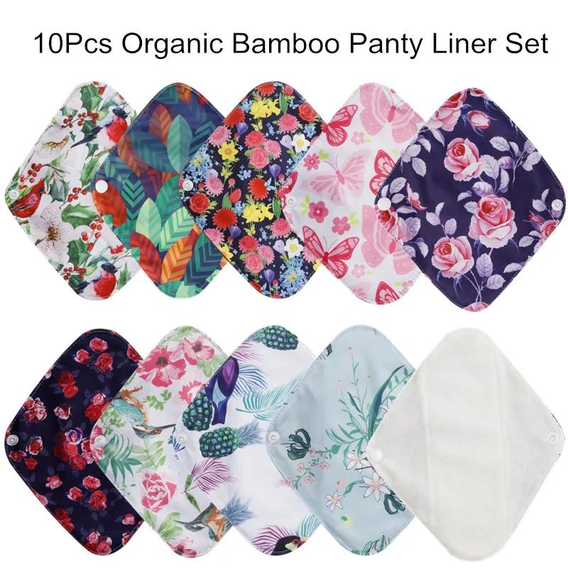 Coussinets hygiéniques réutilisables en Fiber de bambou, 10 pièces, serviettes hygiéniques féminines