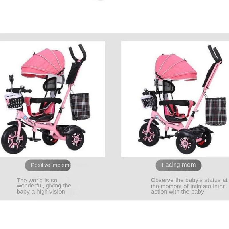 Tricycle enfant LazyChild avec siège rotatif, cadre métallique, pour 1-5 ans, vélo bébé, poussette a