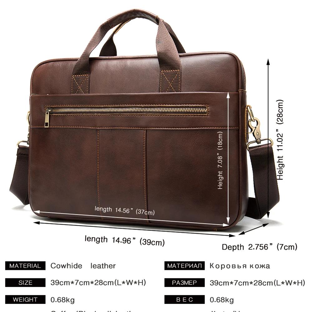 WESTAL – sac en cuir véritable pour hommes, sacoche pour ordinateur portable, mallette pour Document