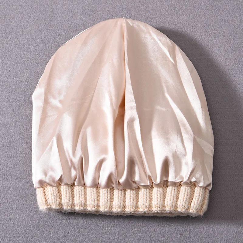 InjSatin Lined Beanie Hats, Unisex Optics, Chunky Cap, Striped, Warm, Soft, Cachemire Hat, High Qual