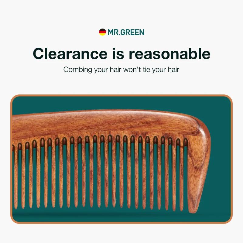 MR.GREEN – peigne à cheveux en bois naturel, Structure d'épissure, brosse à dents fines, antistatiqu