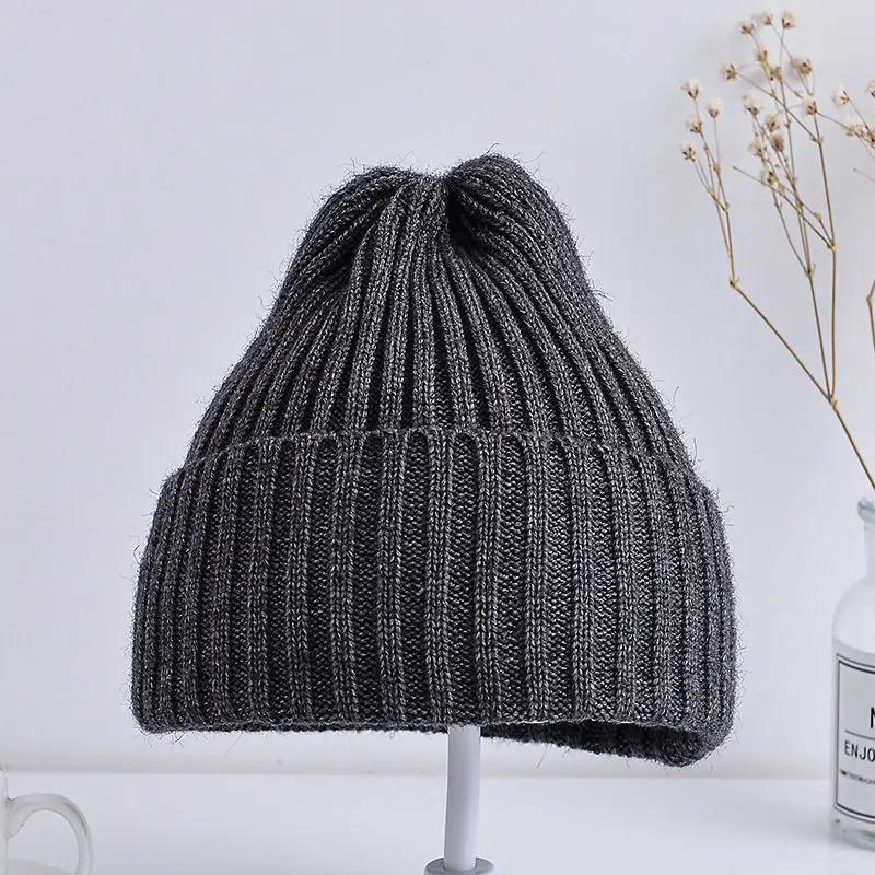 Bonnet tricoté côtelé pour bébés filles et garçons, casquette coupe-vent décontractée pour tout-peti