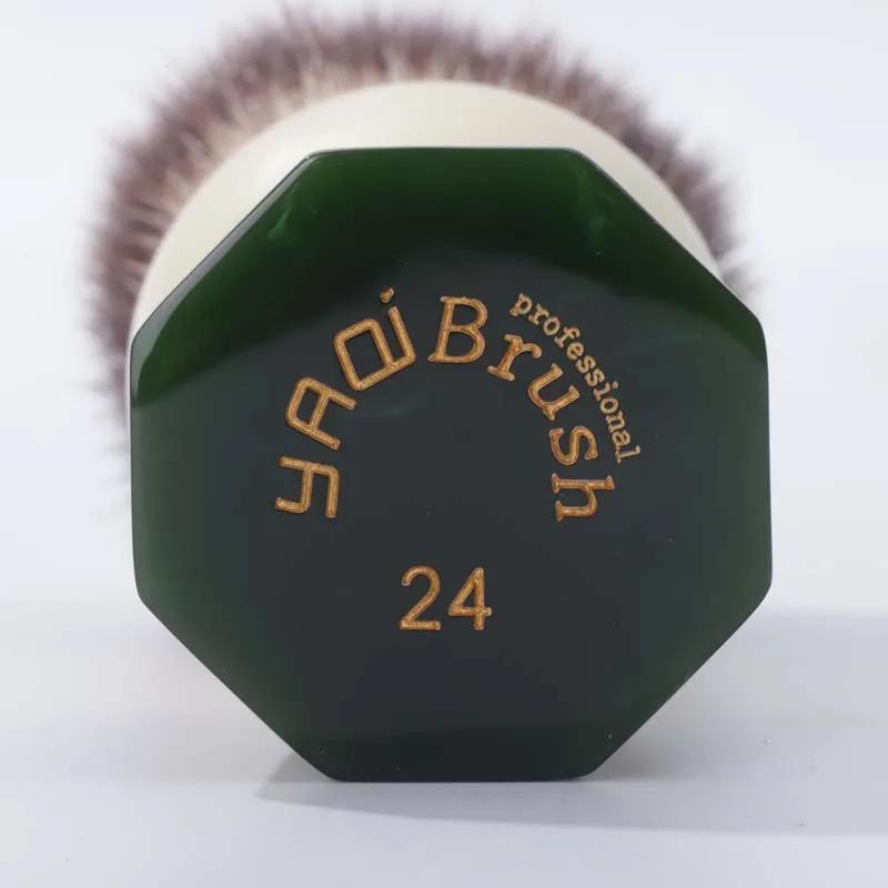 YAQI – brosse de rasage pour hommes, cheveux synthétiques en obsidienne verte humide