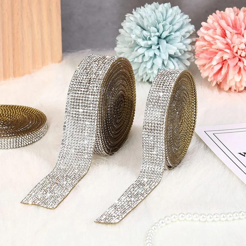 Autocollant auto-adhésif en strass cristal, ruban de diamant, autocollant de bricolage, artisanat d'