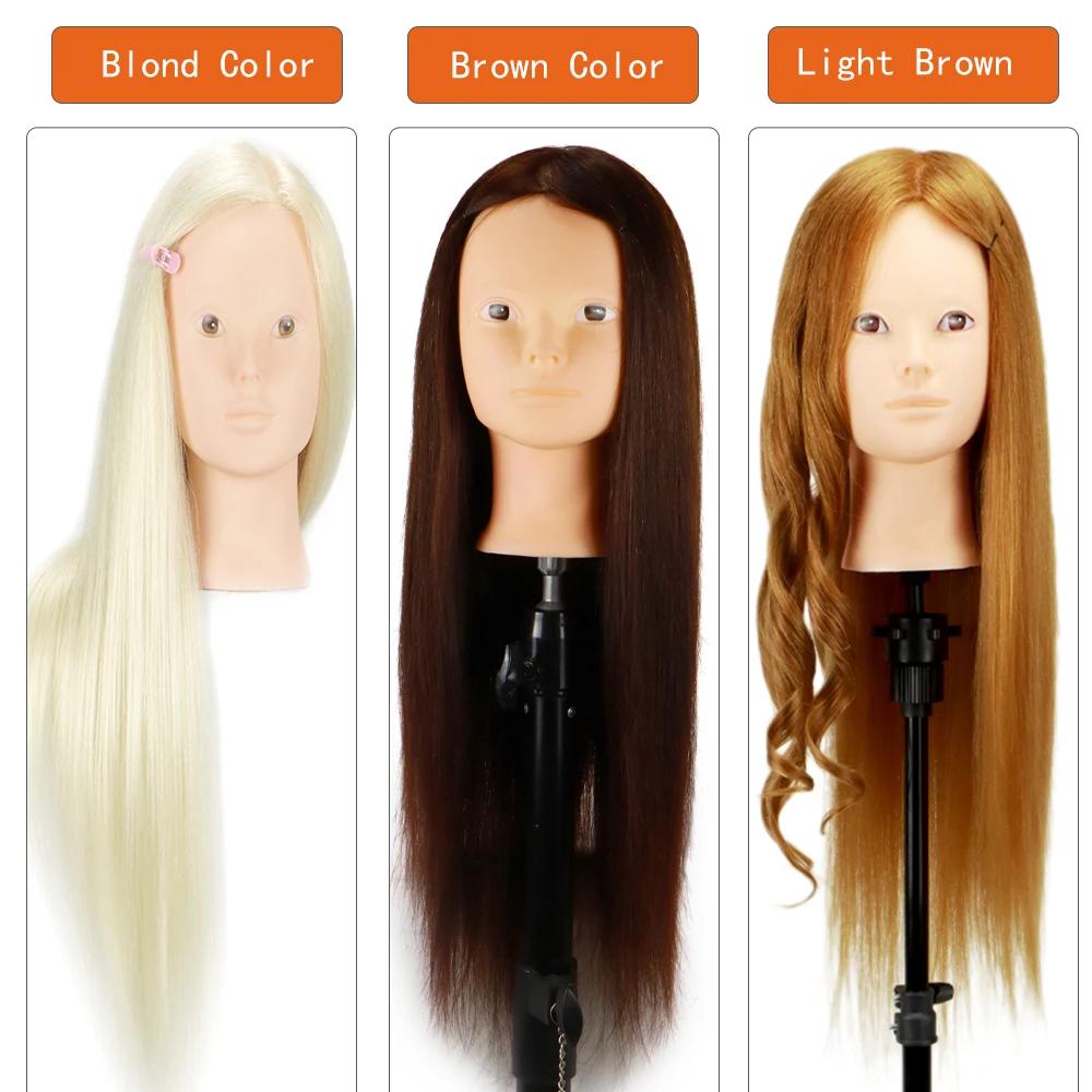 Tête de poupée colorée avec 85% cheveux humains mélangés de 60cm pour coiffeurs tête de Mannequin co