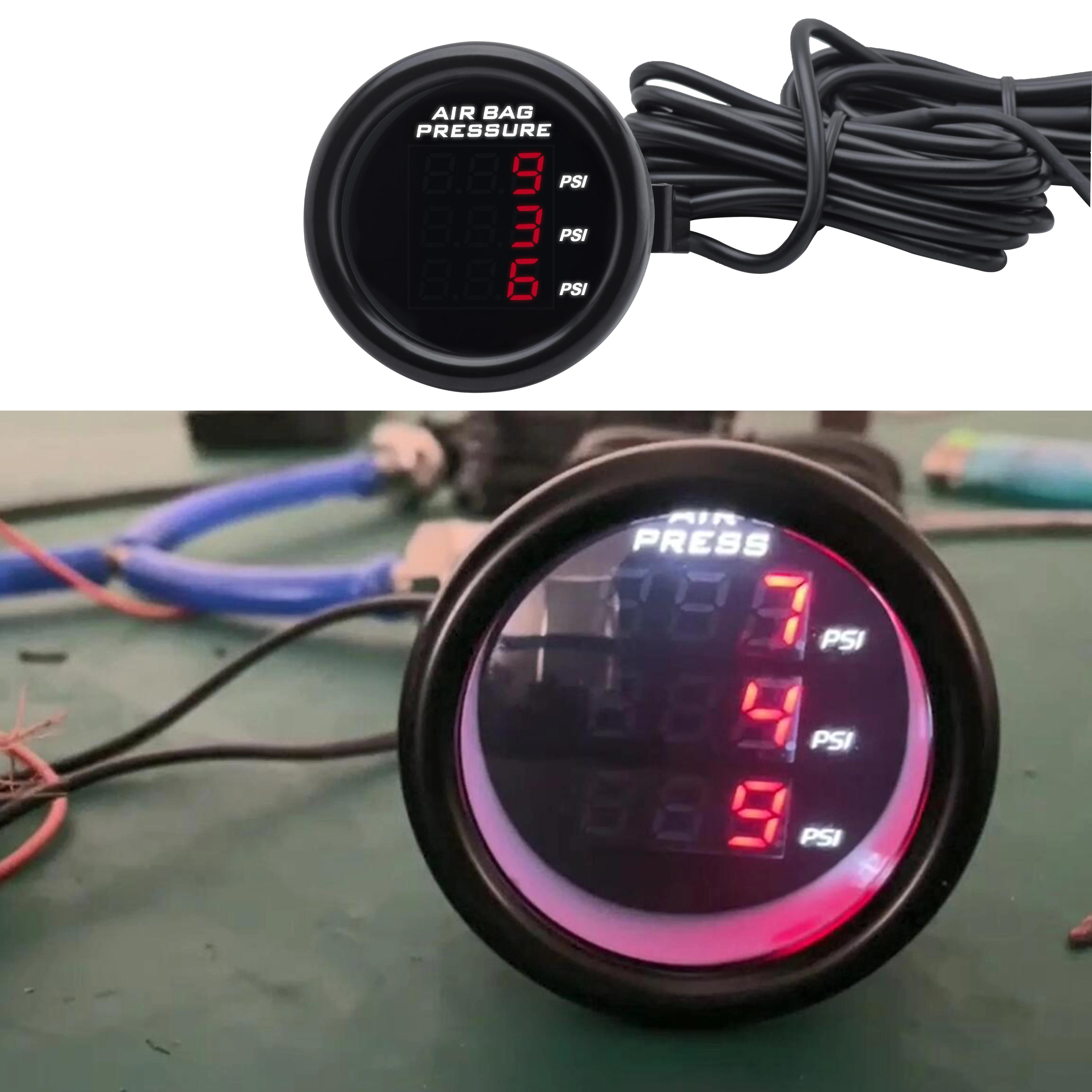 Manomètre de pression d'air à Triple affichage de 52mm, suspension pneumatique PSI, LED rouge et ble