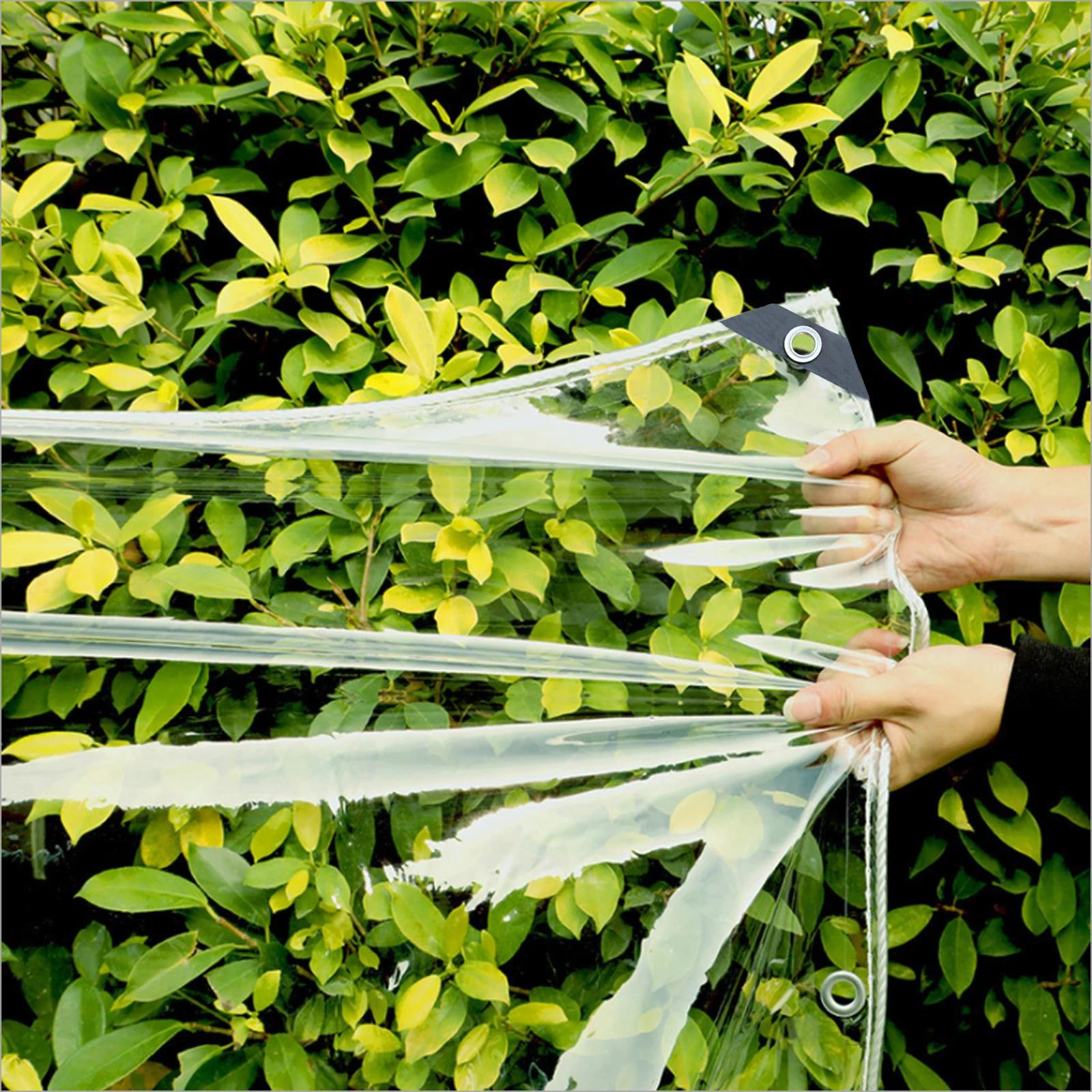 Bâche transparente imperméable en PVC avec œillets, résistante aux intempéries, pliable, couverture