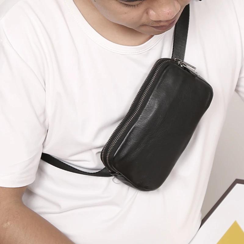 Sac de ceinture en cuir véritable pour hommes, nouveaux sacs de poitrine, petit messager fait à la m