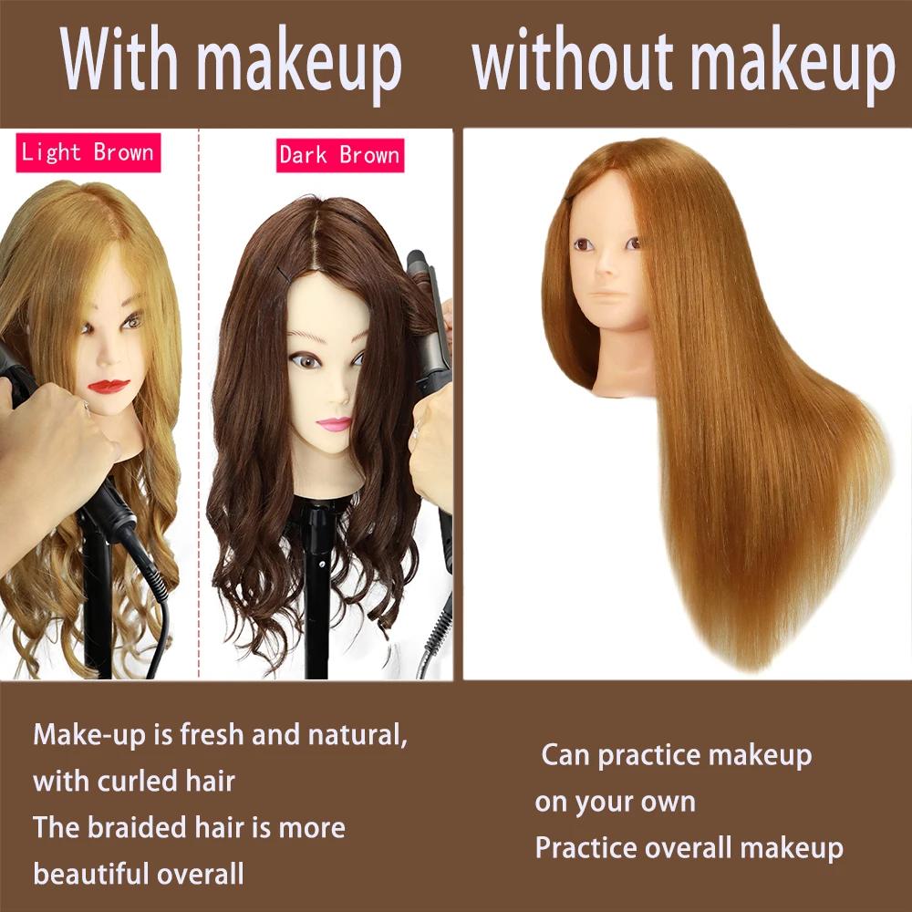 Tête de poupée colorée avec 85% cheveux humains mélangés de 60cm pour coiffeurs tête de Mannequin co