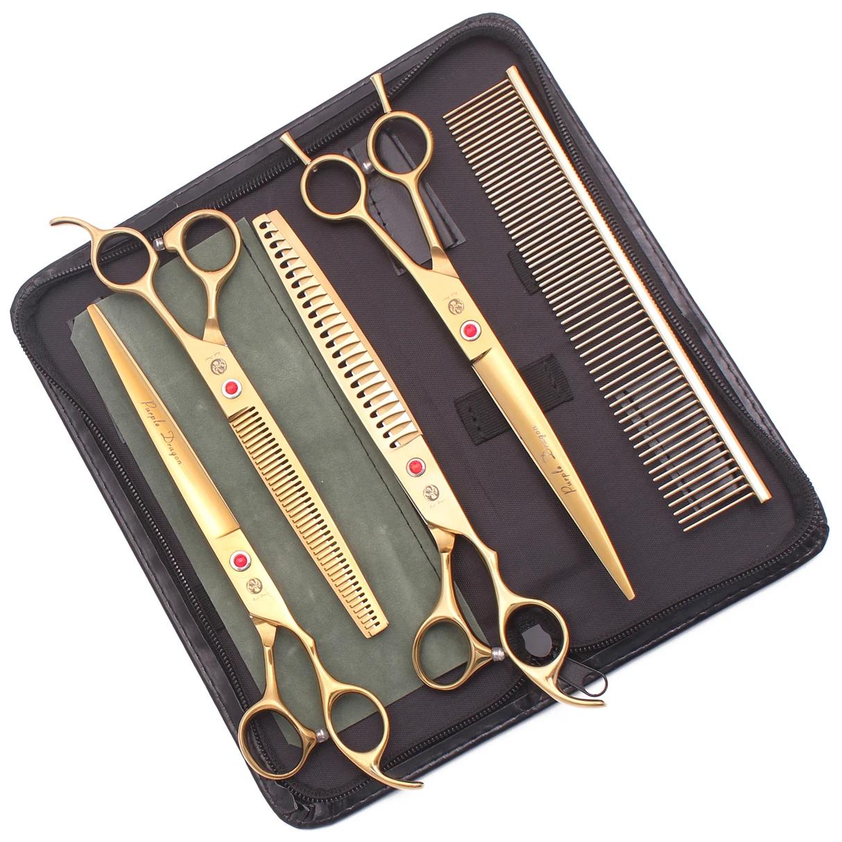 ciseaux coiffure professionnelle 8 pouces, Dragon violet japon 440C, ciseaux de toilettage pour anim