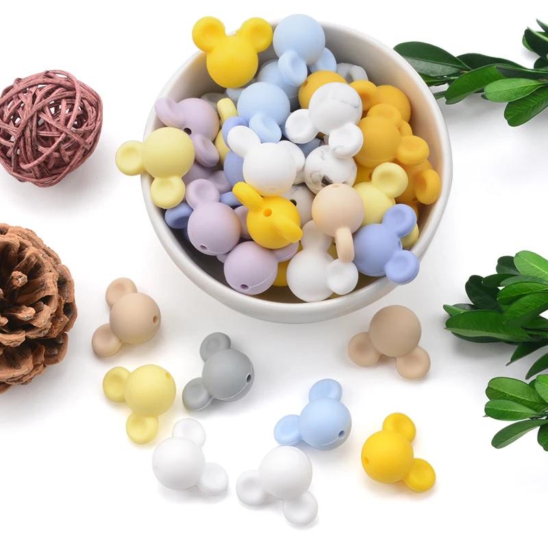 LOFCA 10 pièces/lot souris perles de Silicone bébé anneau de dentition jouet doux à mâcher dentition