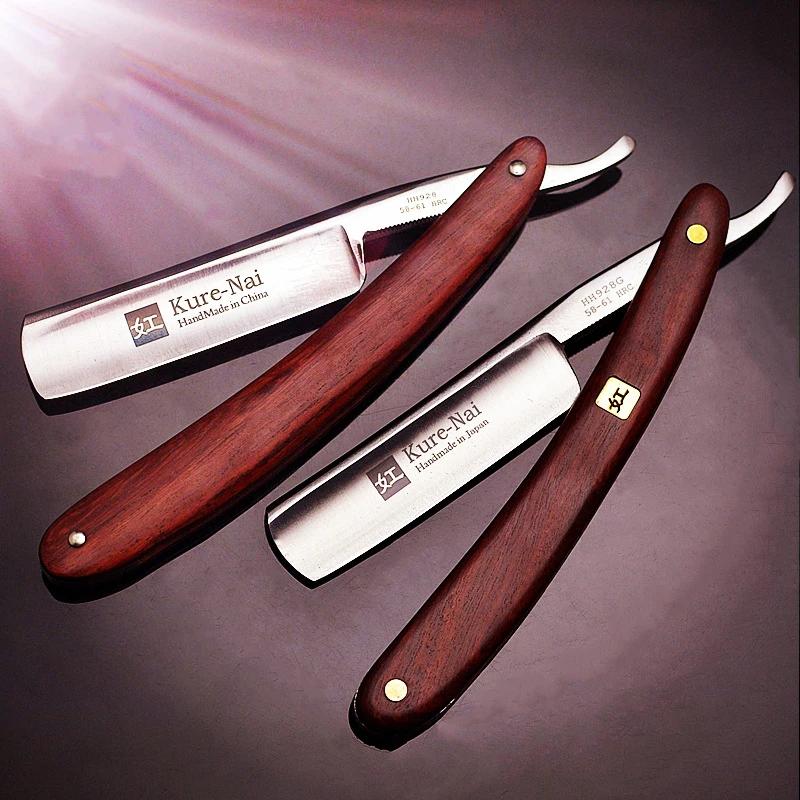 Rasoir droit en acier au carbone pour hommes, manche RosFrederick, rasoir de barbier, grattoir manue