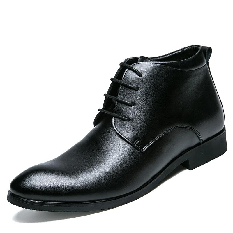Nouveau italien en cuir véritable hommes bottes affaires hiver/printemps fermeture éclair/à lacets b