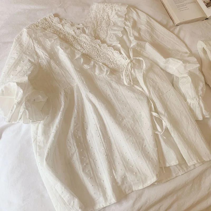 Ensembles de pyjamas en coton à col en V pour femmes, cardigan à manches longues, vêtements de nuit