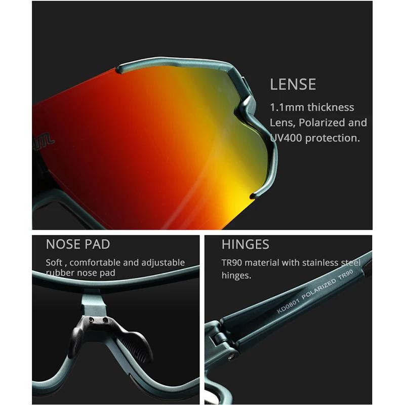 KDEAM Durable TR90 hommes sport lunettes de soleil polarisées résistant aux rayures 1.1mm épaisseur