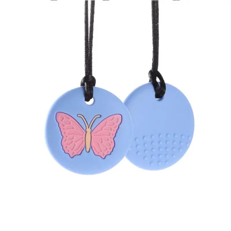 Collier en silicone avec mordant sensoriel,tubes de dentition jouet à mâcher pour enfant autiste ou