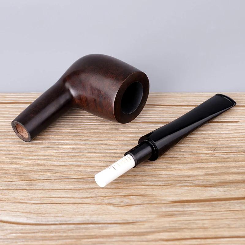 Pipe à tabac classique en bois de bruyère, compatible avec les filtres de 9 mm, tige droite faite à