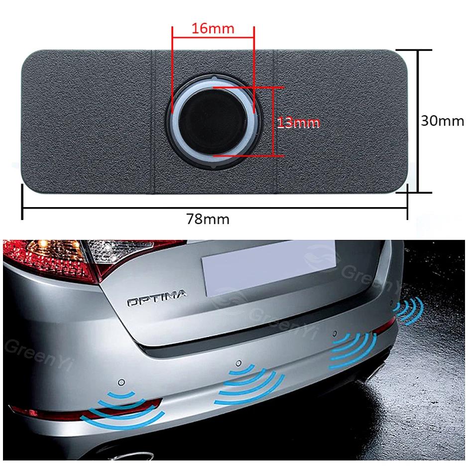 GreenYi voiture Parking capteur Assistant Parktronics 4 noir/argent/blanc 13mm plat capteurs inverse