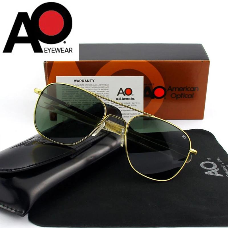 Top qualité armée américaine militaire pilote AO lunettes de soleil lentille en verre hommes marque