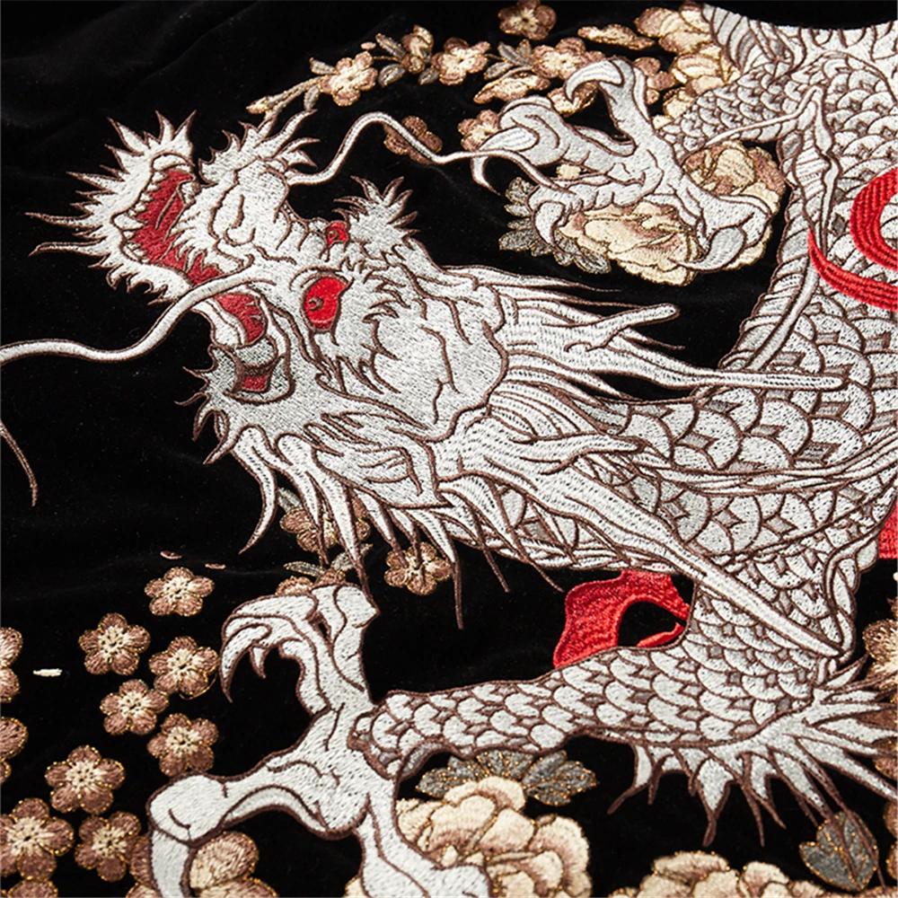 Garçon hommes Sukajan Souvenir vestes enroulé Dragon pivoine brodé manteaux amples Hip Hop Streetwea