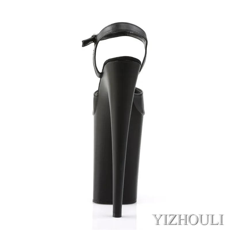 Sandales gladiateur noires classiques, talons aiguilles sexy, 23 cm de haut, 9 pouces, sur la pole y