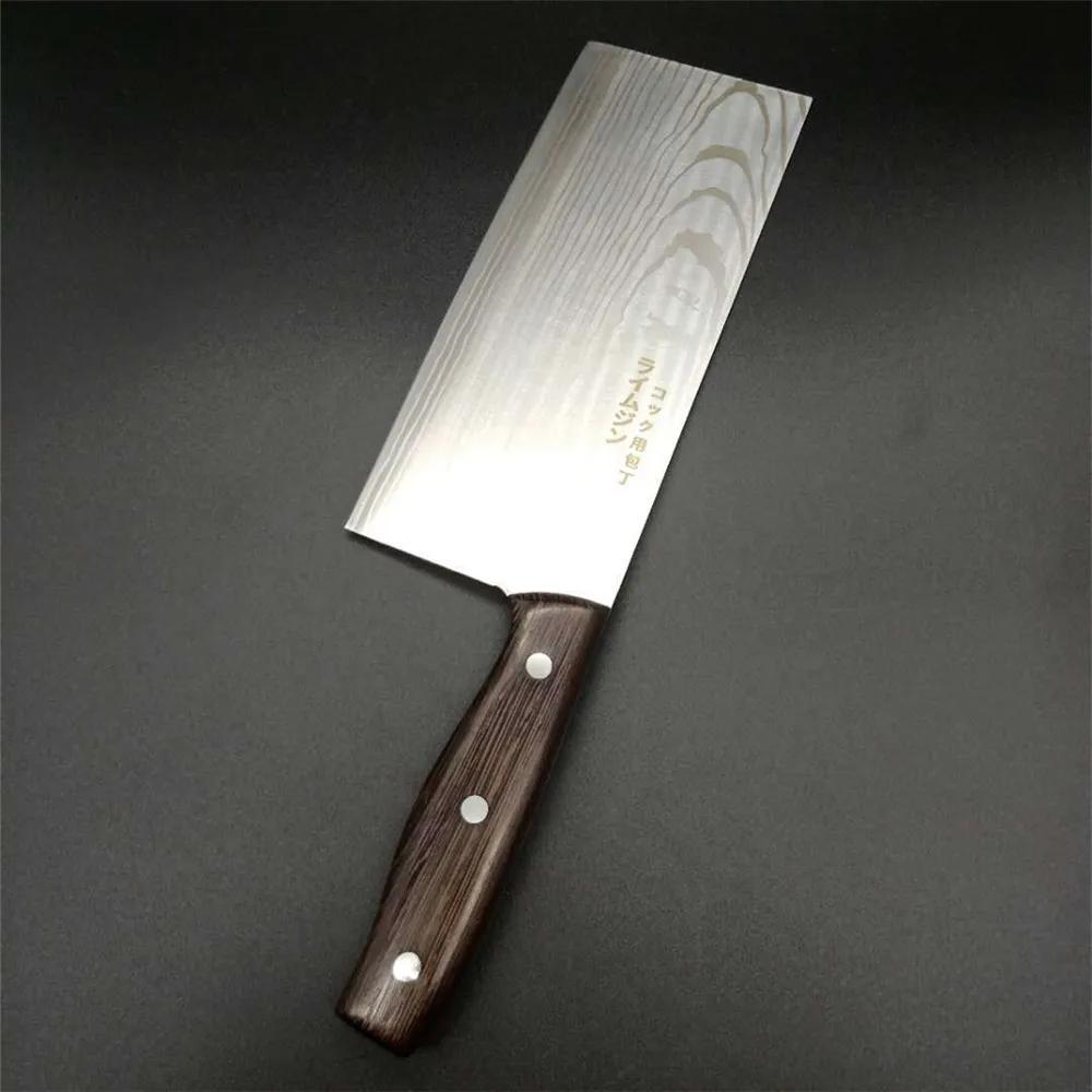 Couteau japonais en acier inoxydable, couteau de cuisine de Chef à motif damas, outil avec manche en