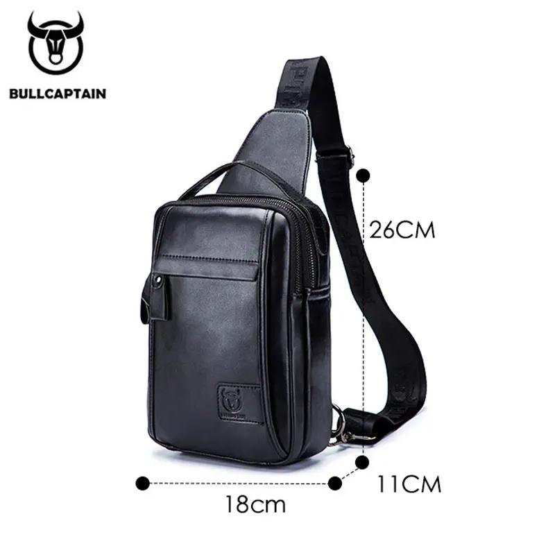 BULLCAPTAIN-Sac de poitrine en cuir véritable pour homme, sac à bandoulière multifonction, peut accu
